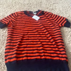 Short sleeve red and blue stripe sweater